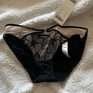 Chantelle Black and Cream Floral Panties